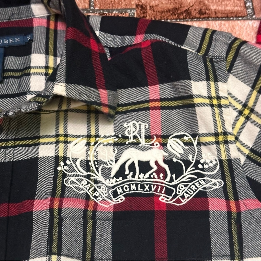 Ralph Lauren Women’s  Black Plaid Shirt size 12 - Picture 6 of 10